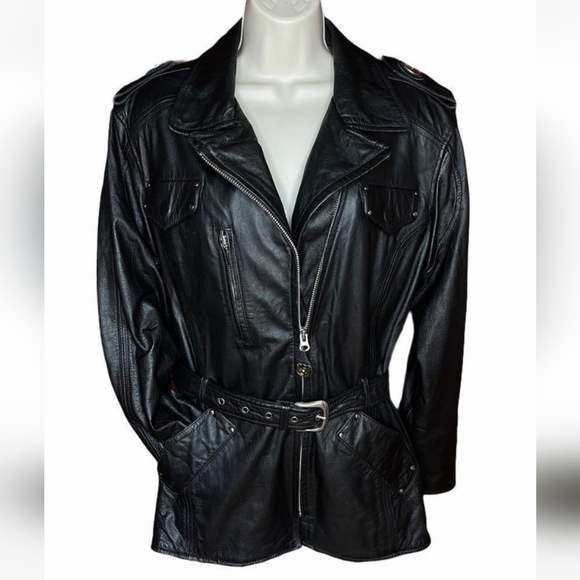 Harley-Davidson Vintage Mens Women’s Leather Jacket Y2K Grunge Medium Black Coat